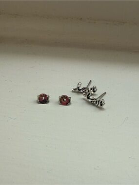 bluboho Silver 'love' Script Stud Earrings Set